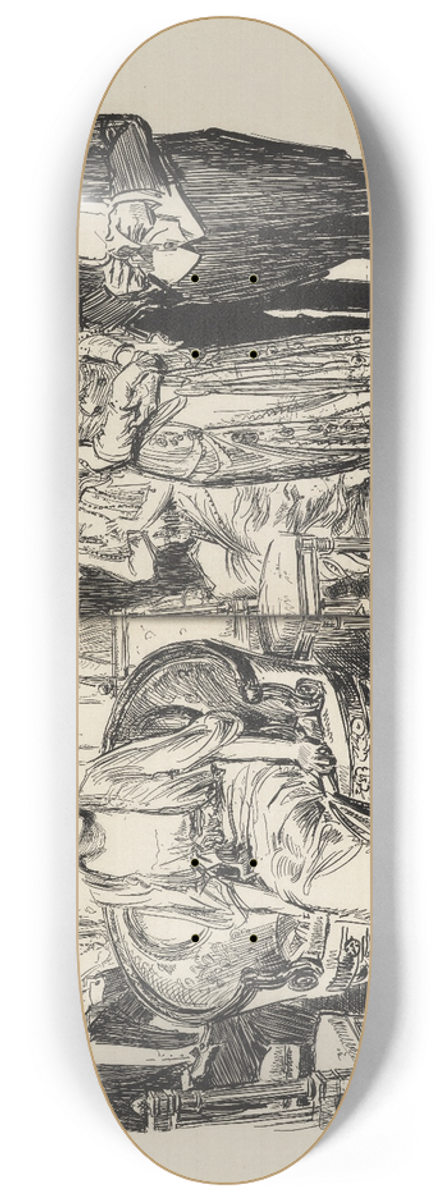 Charles Dana Gibson - Also Brave  An outsider at one of Mrs. Catchems evenings 8.25 inch art skate deck