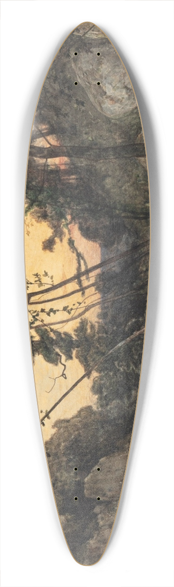 Henri-Joseph Harpignies - A clearing at sunset 39.3 inch art pintail longboard deck