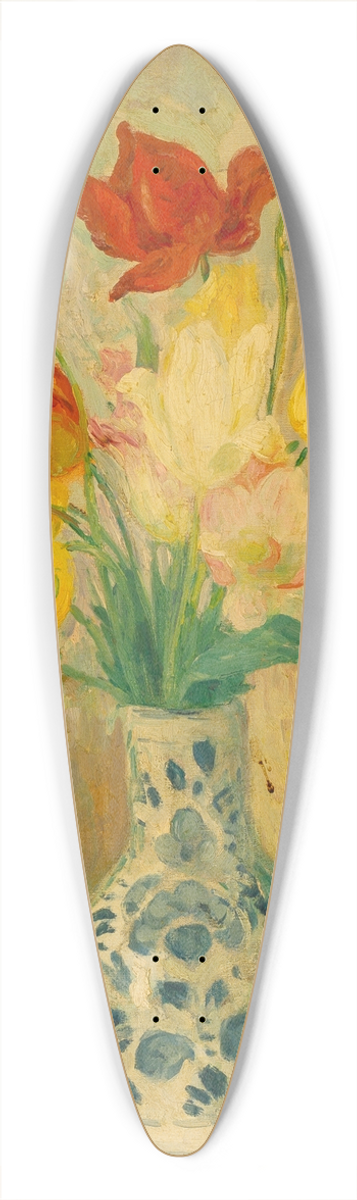 Henri Lebasque - Tulips in a Delftware vase 39.3 inch art pintail longboard deck
