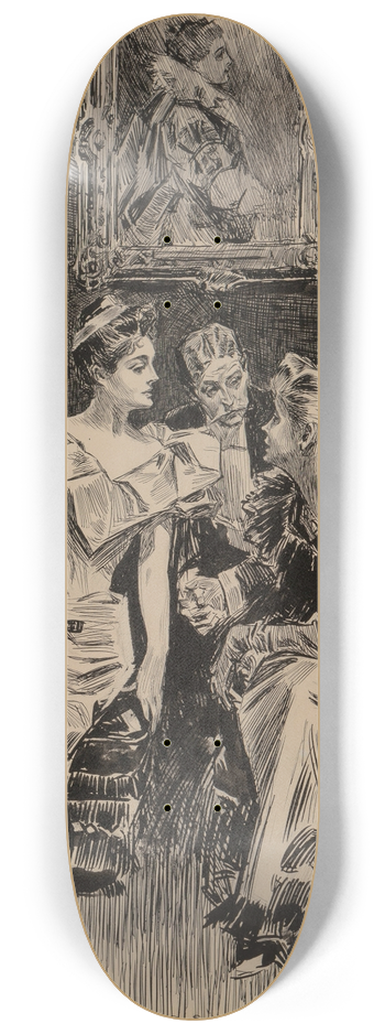 Charles Dana Gibson - A Social Gathering 8.25 inch art skate deck