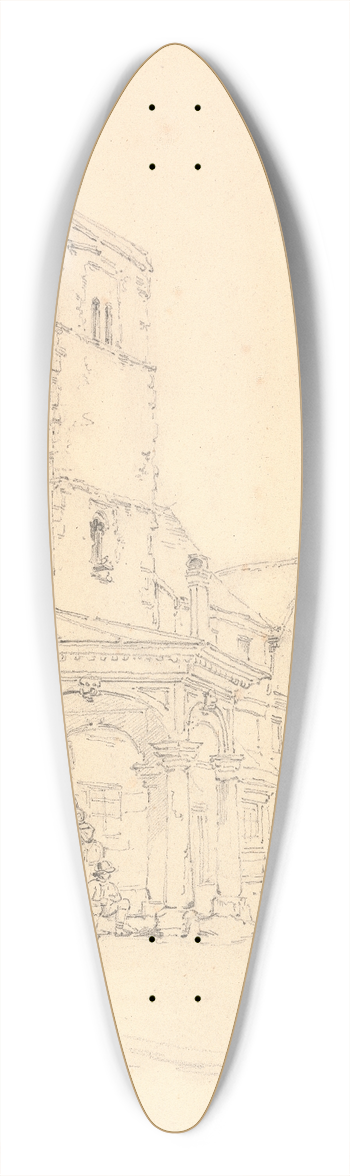 Henry Edridge - Clock Tower, St. Albans Abbey 39.3 inch art pintail longboard deck