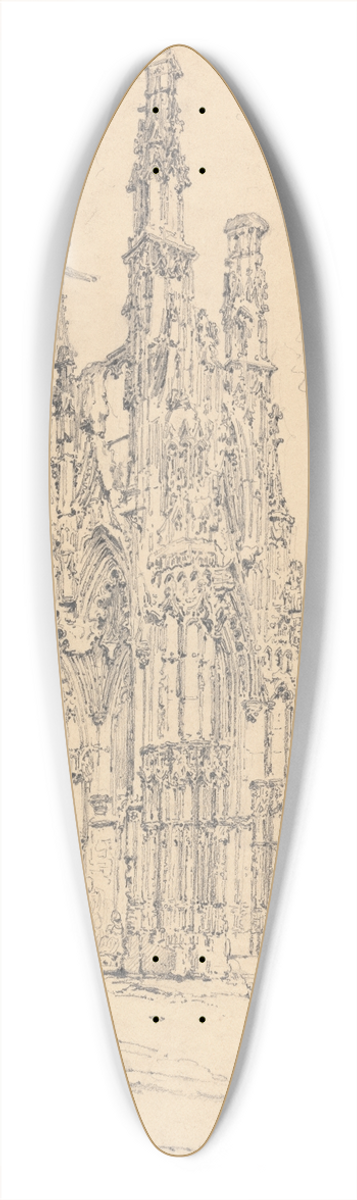 Henry Edridge - South Porch of Notre Dame, Louviers 39.3 inch art pintail longboard deck