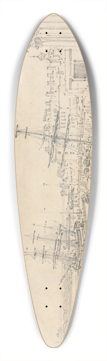 Henry Edridge - The Custom House, London 39.3 inch art pintail longboard deck