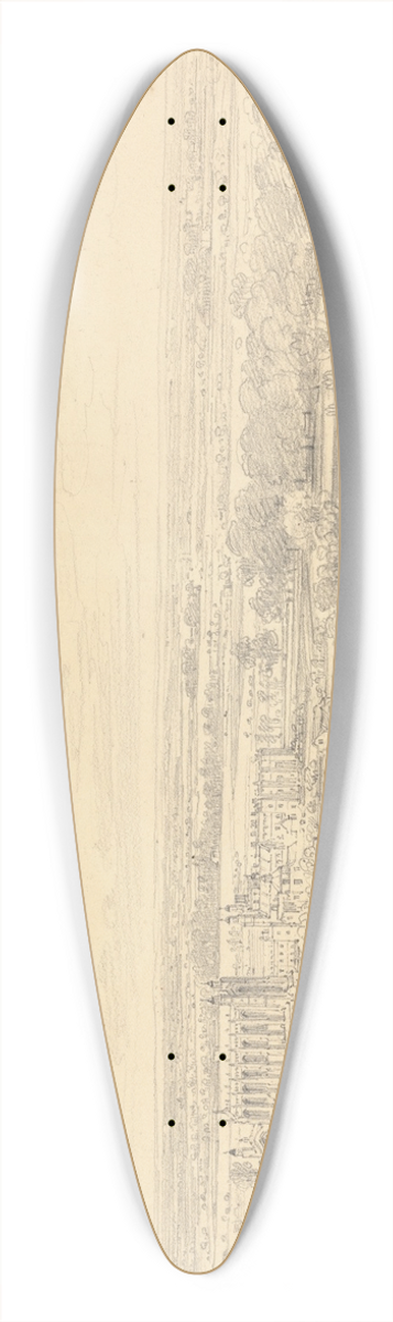 Henry Edridge - View of Eton from Windsor Castle 39.3 inch art pintail longboard deck