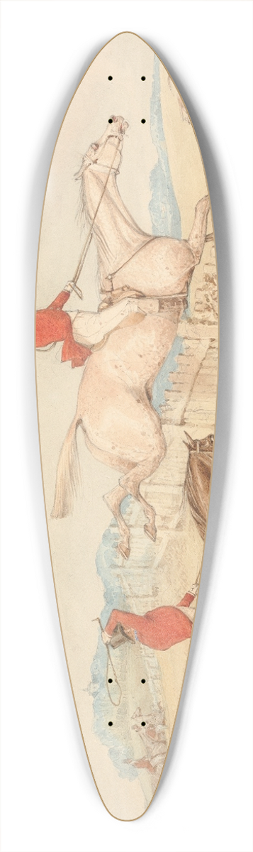 Henry Thomas Alken - Jumping a Wooden Fence 39.3 inch art pintail longboard deck