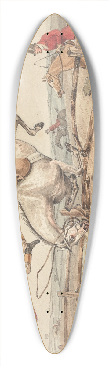 Henry Thomas Alken - Qualified Horses and Unqualified Riders; Topping a Flight of Rails 39.3 inch art pintail longboard deck