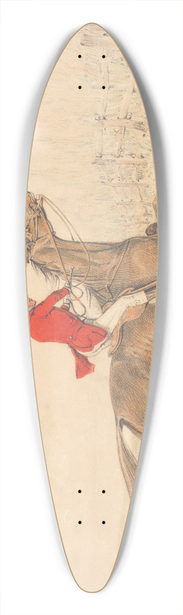 Henry Thomas Alken - Rider on a Brown Horse About to Jump a Rail Fence to the Right 39.3 inch art pintail longboard deck