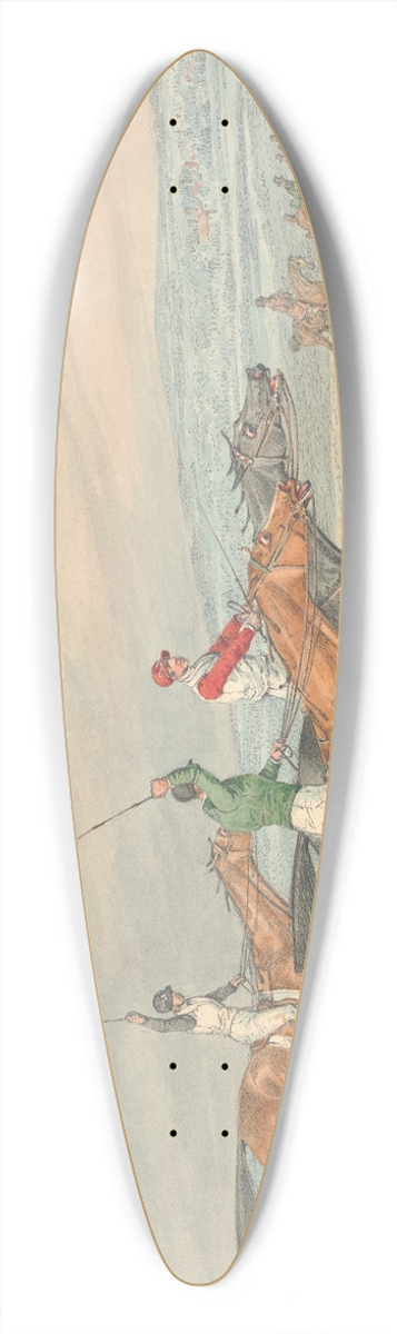 Henry Thomas Alken - Steeplechasing; Three Riders Galloping to Right, Mounted Spectators in Background 39.3 inch art pintail longboard deck
