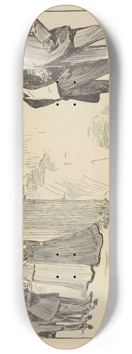 Charles Dana Gibson - In village near Paris 8.25 inch art skate deck