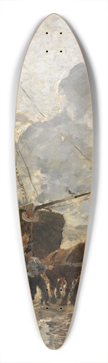 Hermann Baisch - Katwijker Fischer ziehen einen Bom aus dem Schuitengat ins Wasser 39.3 inch art pintail longboard deck