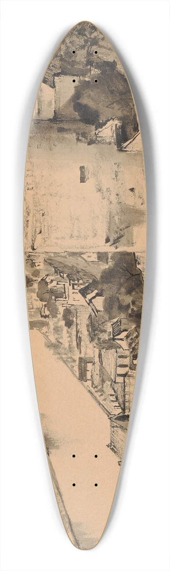 Hermann Lismann - Blick von der Burg Chinon auf die Vienne 39.3 inch art pintail longboard deck