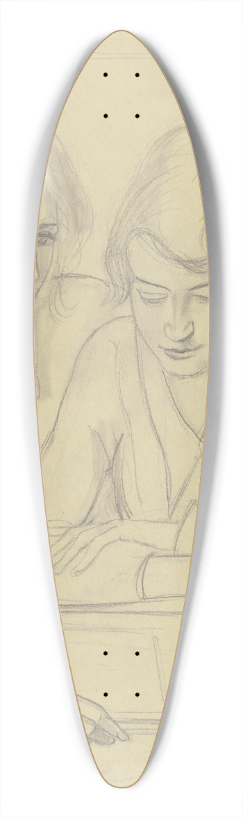 Hermann Lismann - Two girls 39.3 inch art pintail longboard deck