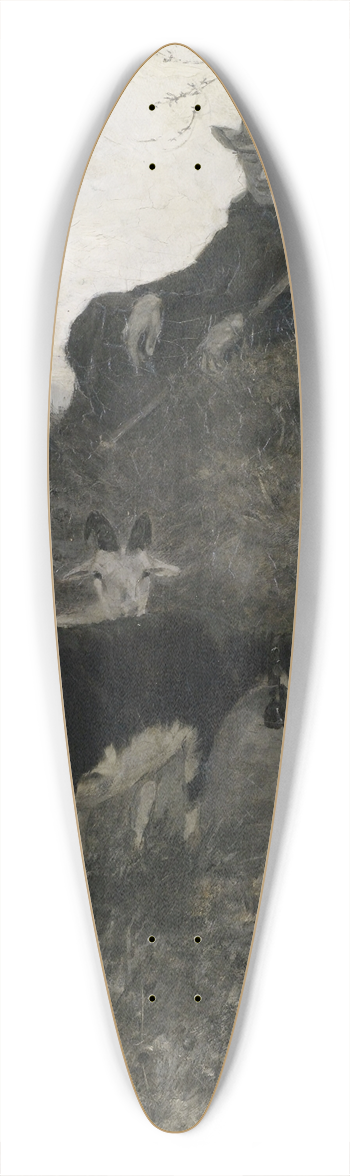 Hermann Pleuer - Ziegenhirte mit Tieren an einer Trnke 39.3 inch art pintail longboard deck