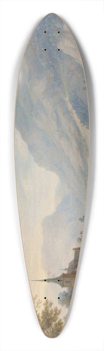 Herman Saftleven - View of the Rhine at Reineck 39.3 inch art pintail longboard deck