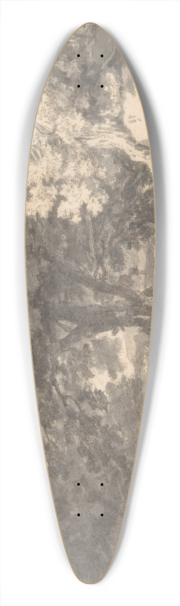 Herman van Swanevelt - A Wooded Landscape with Travellers by the Roadside, a Stream beyond 39.3 inch art pintail longboard deck