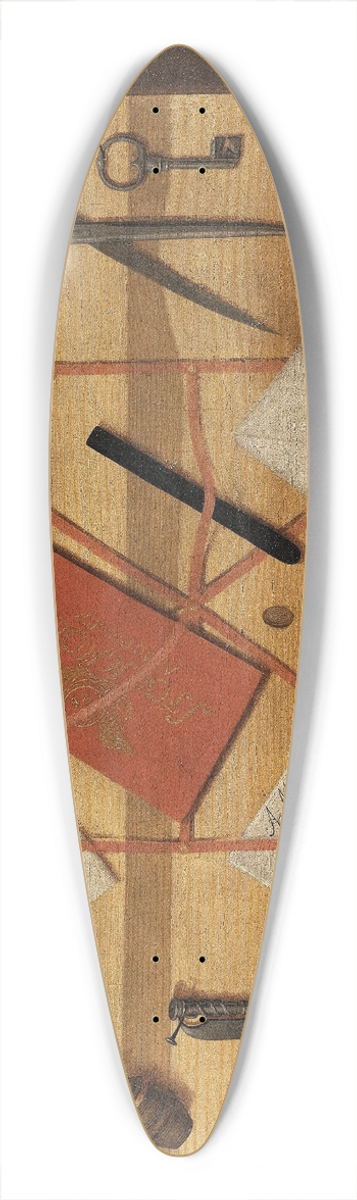 Hindric Sebastian Sommar - Letter Rack. Trompe loeil 39.3 inch art pintail longboard deck
