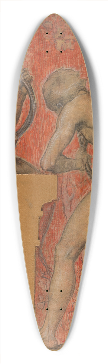 Hippolyte Dominique Berteaux - Deux jeunes garons nus jouant du cor 39.3 inch art pintail longboard deck