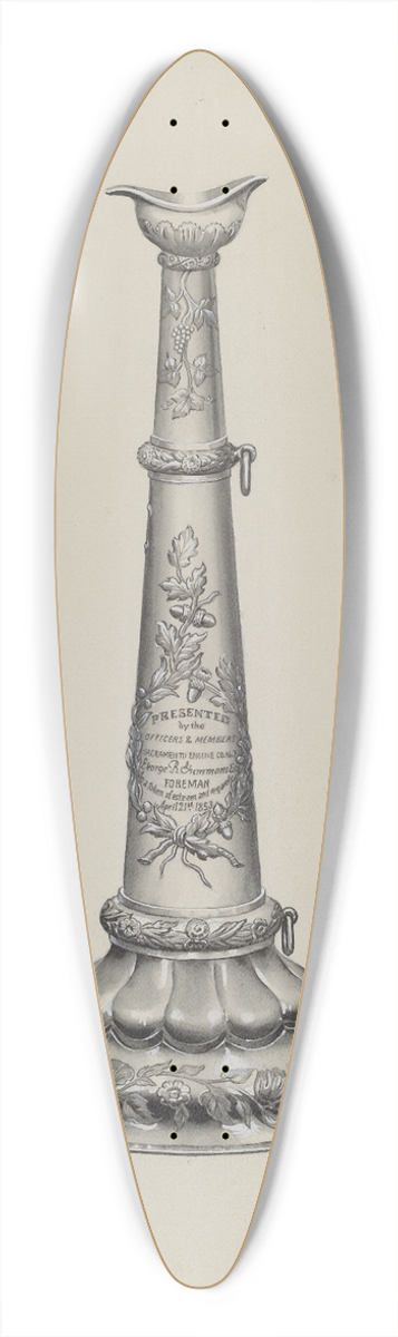 Howard H. Sherman - Firemans Trumpet 39.3 inch art pintail longboard deck