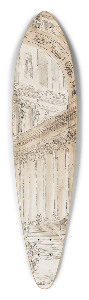 Hubert Robert - Architectural Composition With Portico 39.3 inch art pintail longboard deck