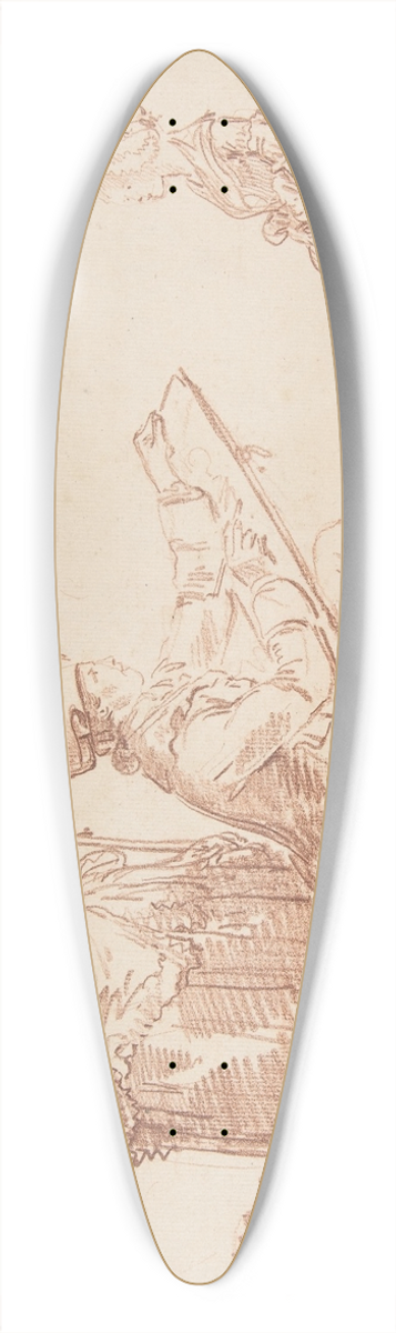 Hubert Robert - Artist Sketching a Young Girl 39.3 inch art pintail longboard deck