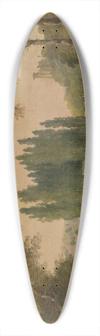 Hubert Robert - A view of the park at Ermenonville with the tomb of Jean-Jacques Rousseau and the Temple de la Philosophie 39.3 inch art pintail longboard deck