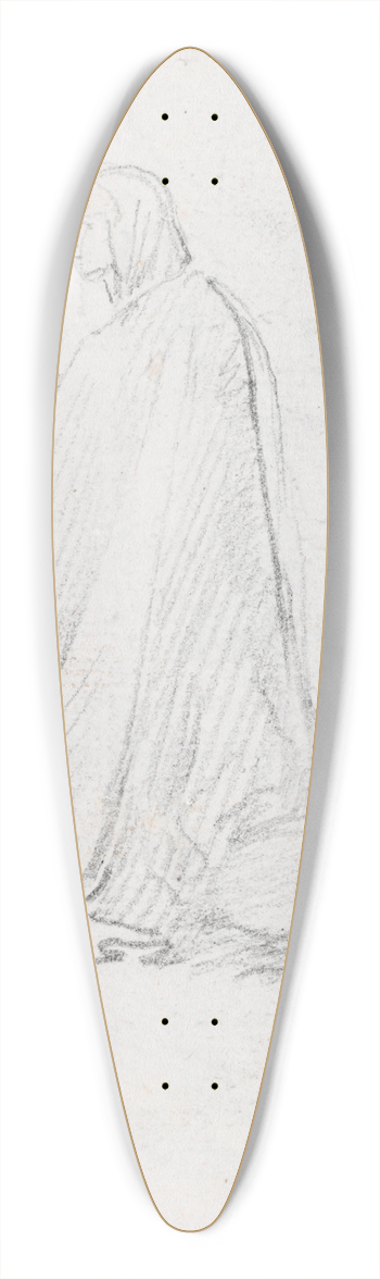 Hubert Robert - Kneeling Figure in a Hooded Robe (verso) 39.3 inch art pintail longboard deck