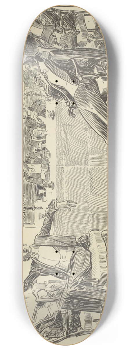 Charles Dana Gibson - Studies in expression, while an old gentleman listens 8.25 inch art skate deck