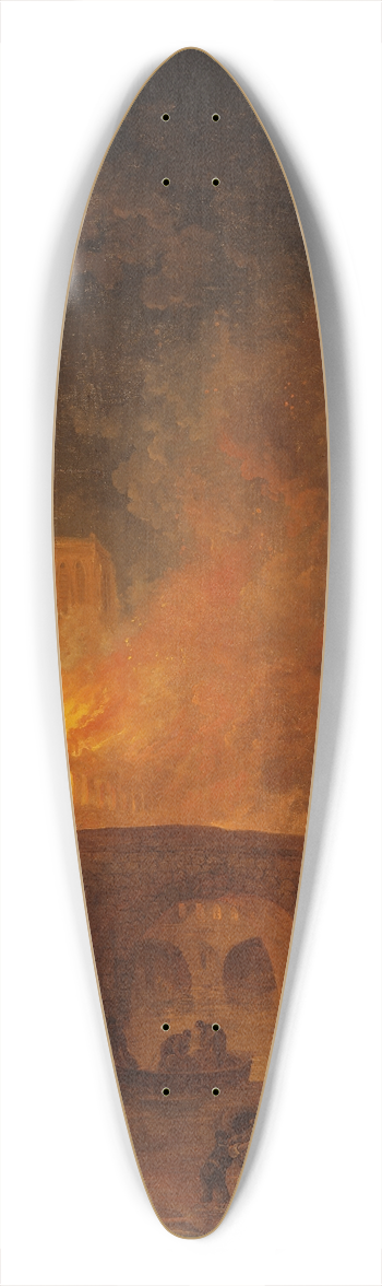 Hubert Robert - The Fire of Htel-Dieu in Paris 39.3 inch art pintail longboard deck
