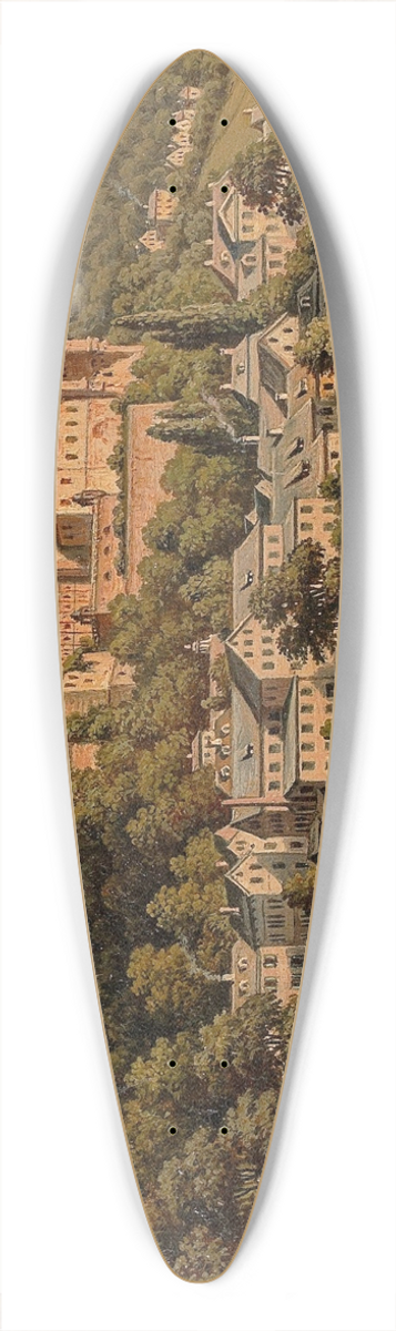 Hubert Sattler - View of Heidelberg 39.3 inch art pintail longboard deck