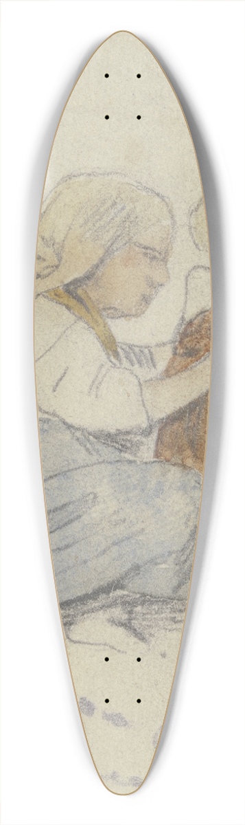Hugo Kauffmann - Kleines Mdchen mit Kind am Boden 39.3 inch art pintail longboard deck