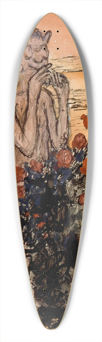 Hugo Simberg - The Devil In The Rose Bush 39.3 inch art pintail longboard deck