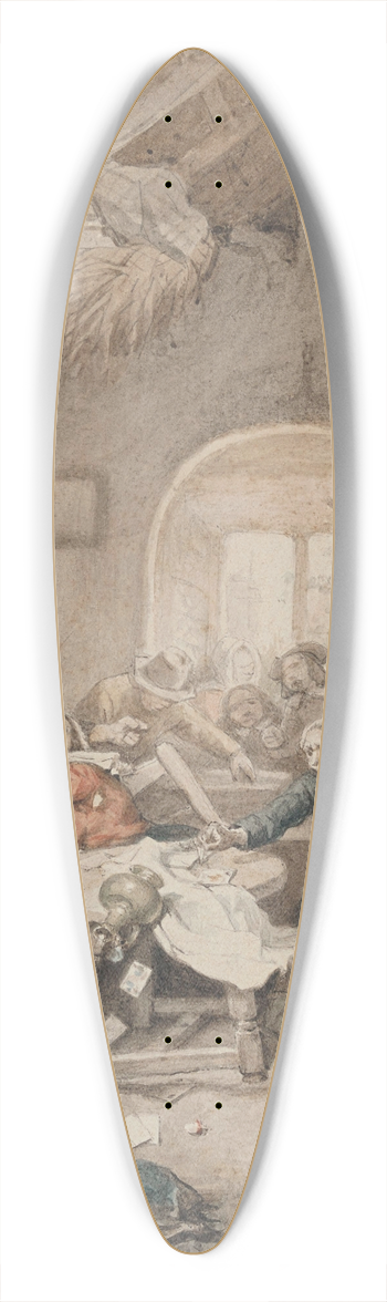 Ignatius Josephus Van Regemorter - Cardplayers Quarreling 39.3 inch art pintail longboard deck