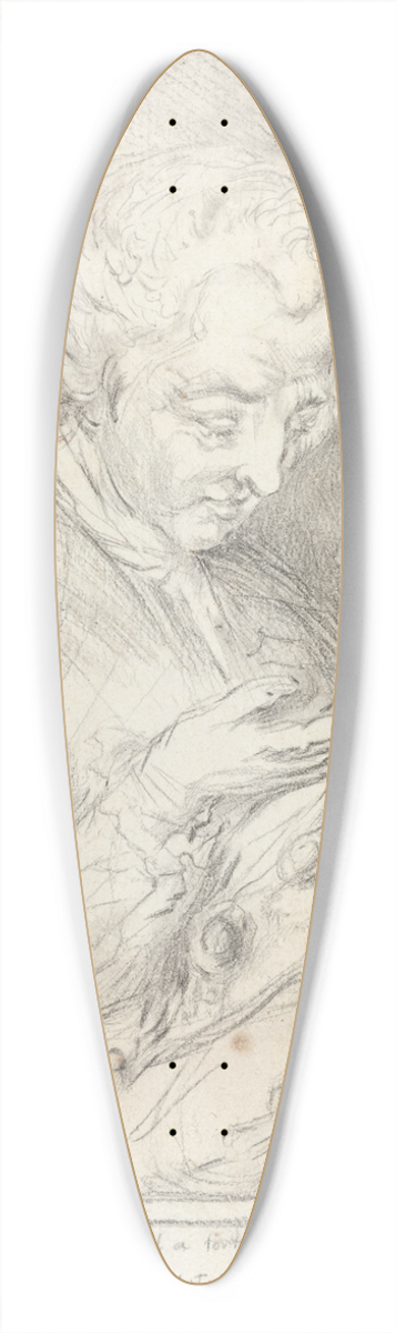 Imitator of Gabriel Jacques de Saint-Aubin - Portrait of the Artist with His Younger Brother, Augustin Saint-Aubin 39.3 inch art pintail longboard deck