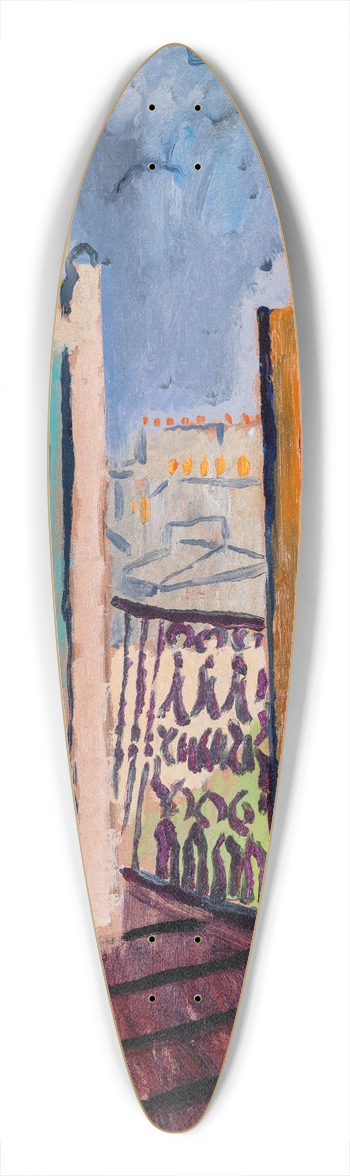 Isaac Grnewald - View from the Studio Window 39.3 inch art pintail longboard deck
