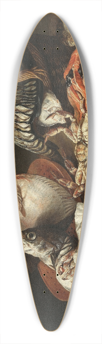 Isaac van Duynen - Still Life with Fishes, a Crab and Oysters 39.3 inch art pintail longboard deck