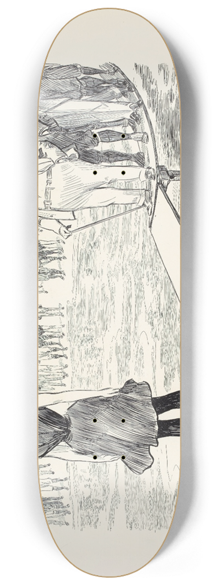 Charles Dana Gibson - The stout gentleman hoped he had found a secluded spot for the honeymoon 8.25 inch art skate deck