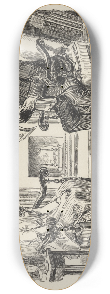 Charles Dana Gibson - Tragic moments  The Rev.  reads his latest comedy to his niece 8.25 inch art skate deck