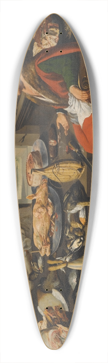 Italo-Flemish School - A Kitchen Interior With A Chef And His Assistant Surrounded By Meats And Cooking Instruments, A Fireplace To The Right 39.3 inch art pintail longboard deck