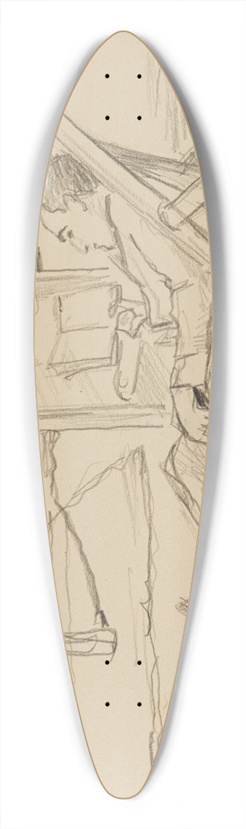 Ivan Ivanec - mczyzna na leaku pord uli w pasiece. 39.3 inch art pintail longboard deck