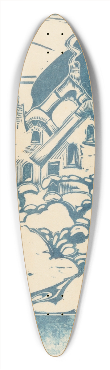 Jac Jongert - Huis met rokende schoorstenen in heuvellandschap 39.3 inch art pintail longboard deck