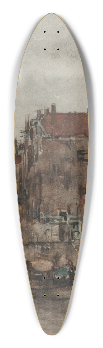 Jacob Maris - A view of the harbour in Dordrecht 39.3 inch art pintail longboard deck