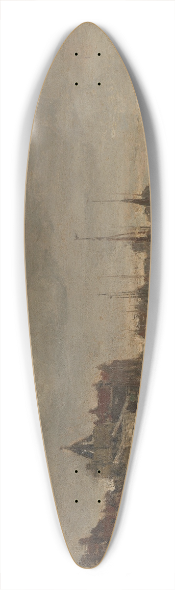 Jacob Maris - De Schreierstoren met de brug over de Gelderse Kade te Amsterdam 39.3 inch art pintail longboard deck