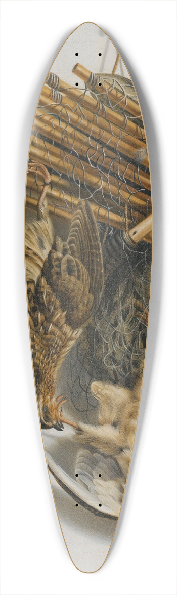 Jacobus Biltius - A Trompe Loeil Still Life With Two Quails, A Bird-Net And A Whistle 39.3 inch art pintail longboard deck