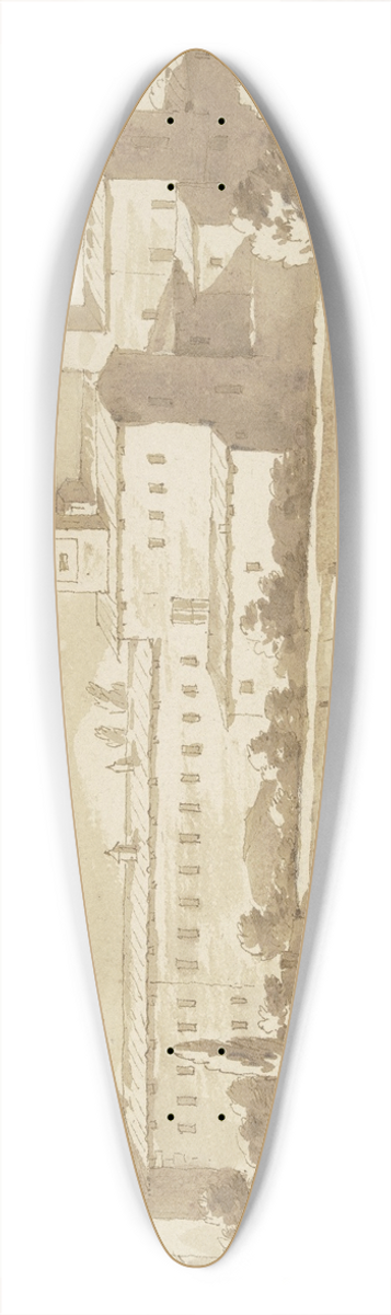 Jacob van der Ulft - Italienisches Kloster hinter hohen Mauern, die Turmruine der Torre delle Millizie in Rom nachempfunden 39.3 inch art pintail longboard deck
