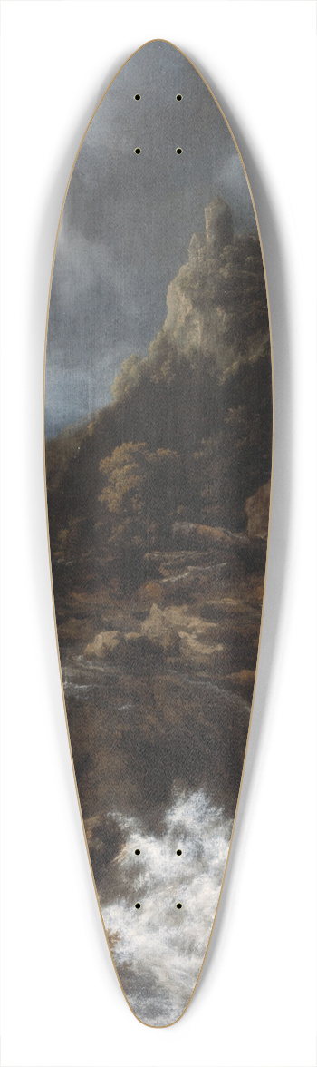 Jacob van Ruisdael - Waterfall with a Half-Timbered House and Castle 39.3 inch art pintail longboard deck