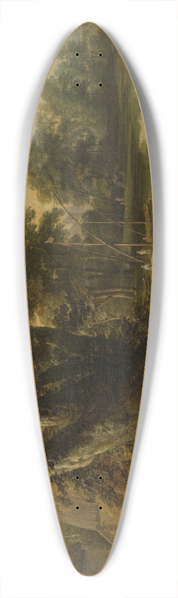Jacques d'Arthois - Landscape with a Group of Trees at the Shore of a Lake, Three Riders on the Road in the Foreground 39.3 inch art pintail longboard deck