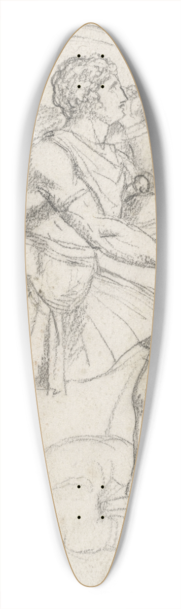 Jacques Louis David - Warrior with a Shield and Torch 39.3 inch art pintail longboard deck