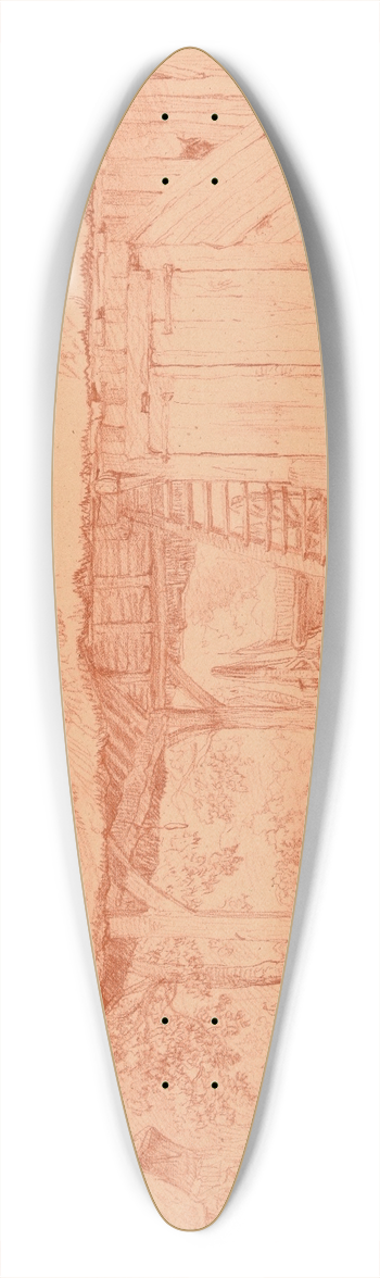 Jacques-Raymond Brascassat - Intrieur de ferme 39.3 inch art pintail longboard deck
