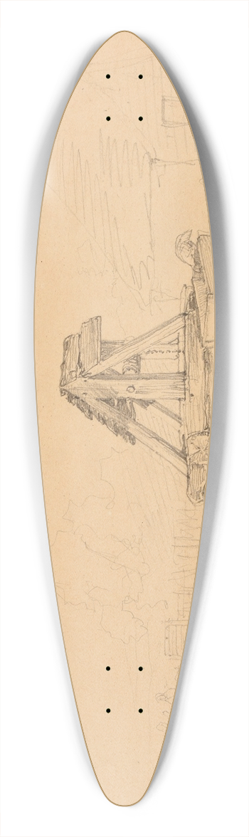 Jacques-Raymond Brascassat - Puits dans une cour de ferme 39.3 inch art pintail longboard deck