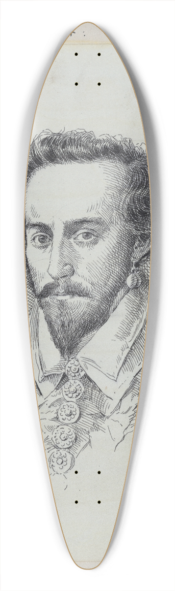Jacques Reich - Walter Sir Raleigh 39.3 inch art pintail longboard deck